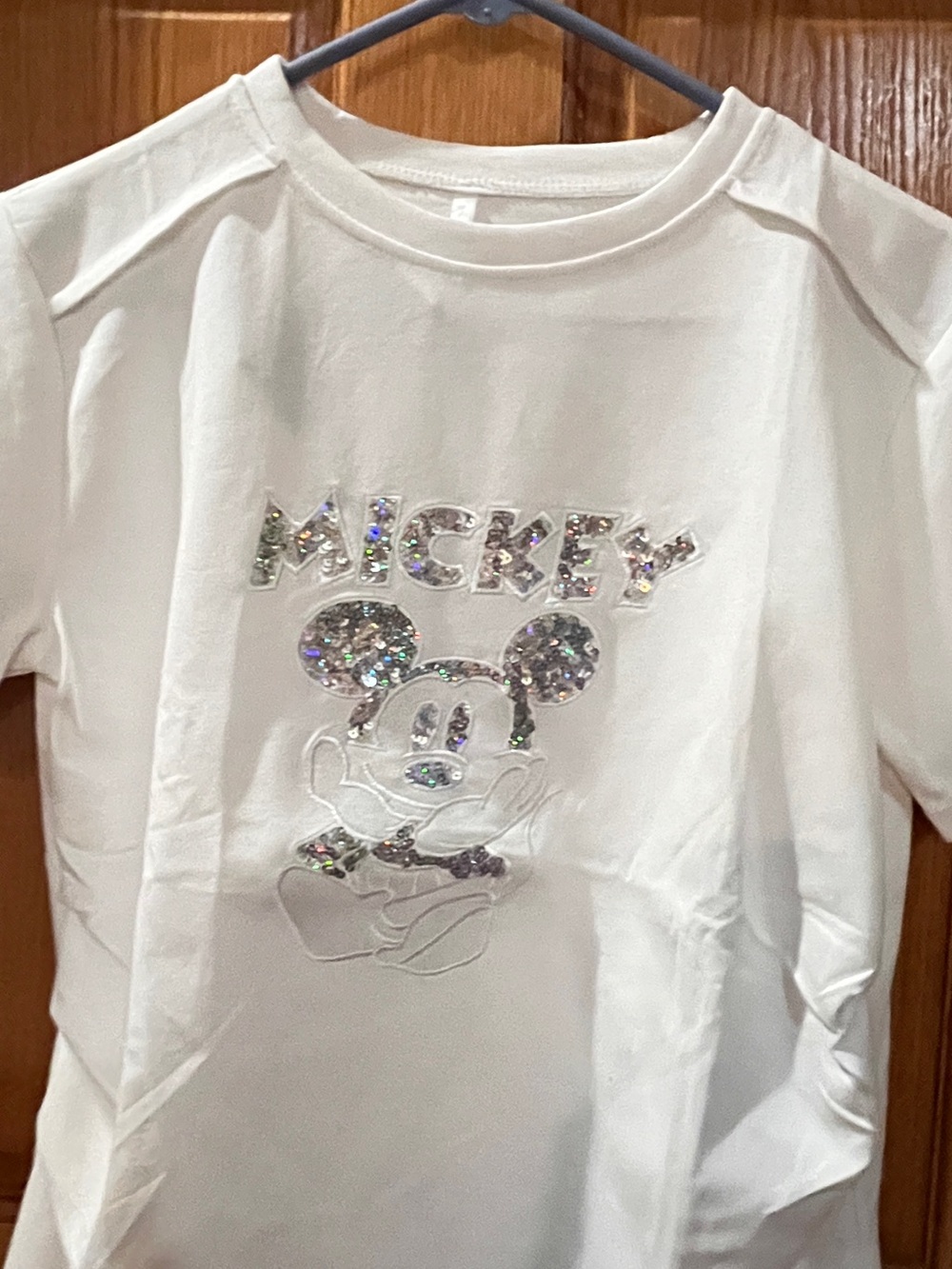Women’s White Sequin Mickey 
Liquid touch
Graphic Tee size Medium - Picture 2 of 6